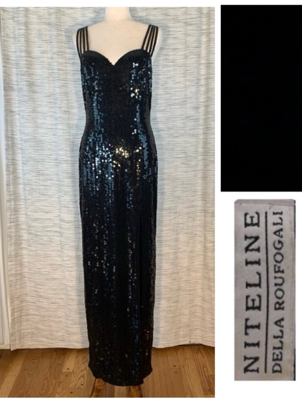 Niteline by Della Roufogali Black Sequin Evening Gown